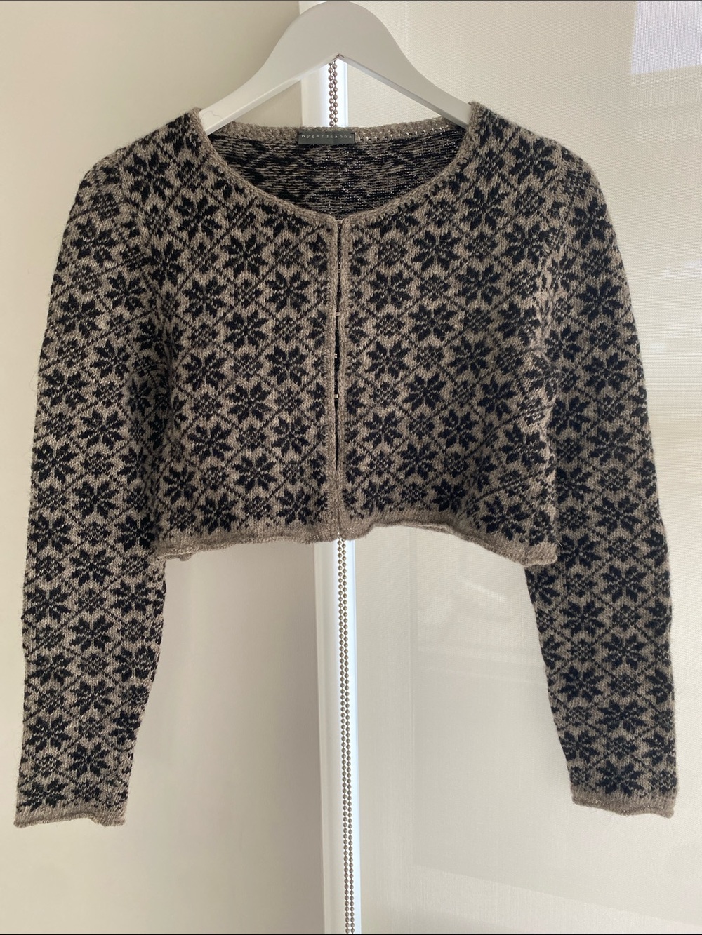 Nygardsanna Wool Fairisle Colourwork Knitted 100% Wool Cardigan Cropped XS / S